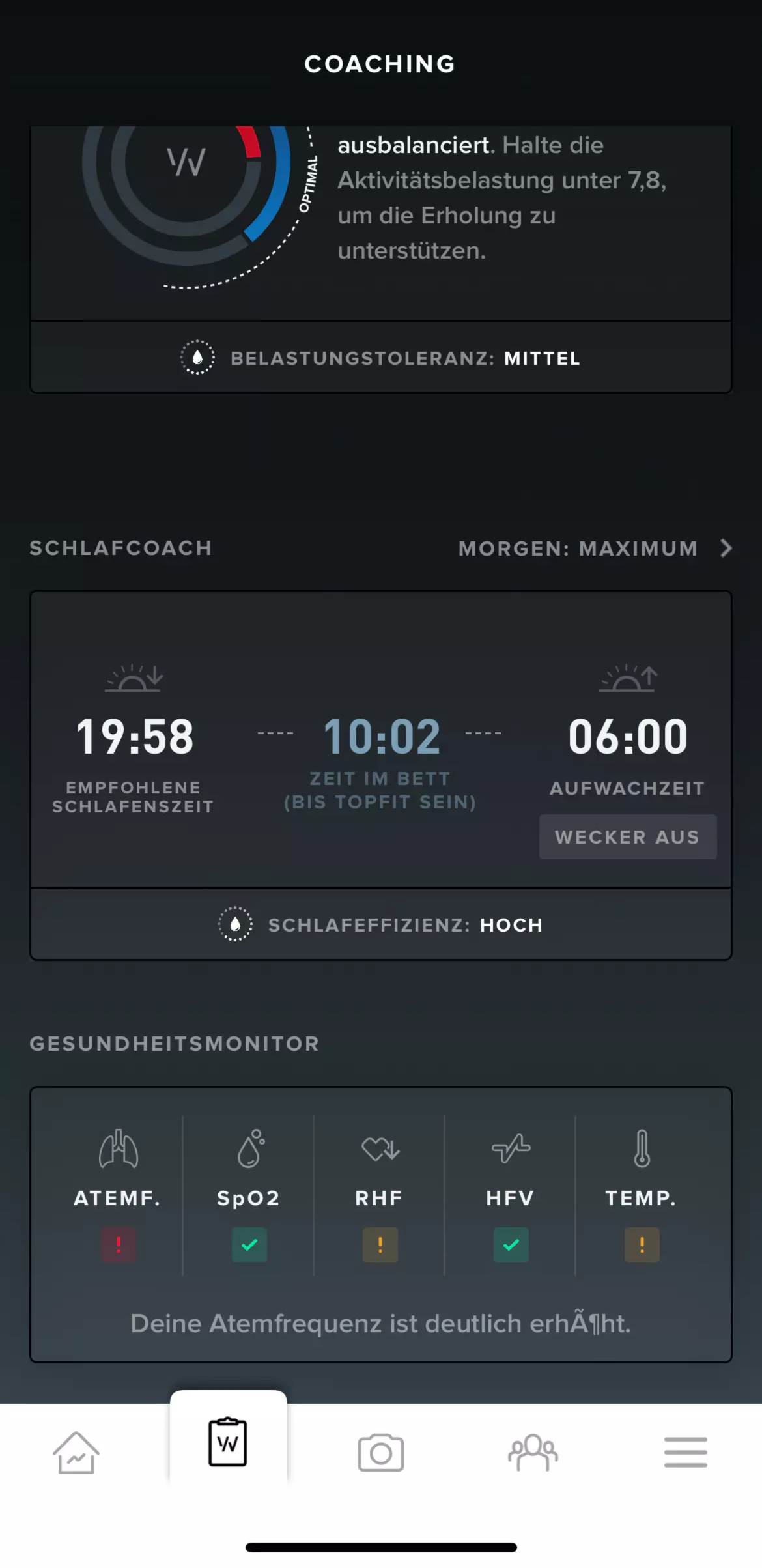 Тренер по сну Whoop во время болезни